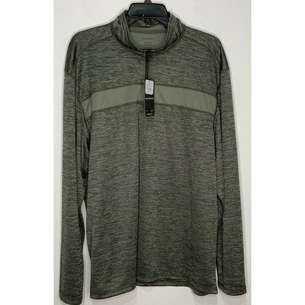 Van Heusen Men's Activewear Pullover Shirt Quick Dry 1/4 Zip Green Size XL NWT